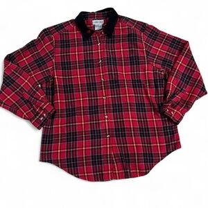Vintage Cabin Creek red plaid button up shirt Size XL